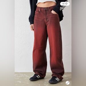 NWOT BDG Logan Cinch Back Boyfriend Jean (red tint)